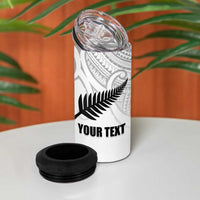 New Zealand Silver Fern Rugby Custom 4 in 1 Can Cooler Tumbler Maori Tiki White Version LT15 - Polynesian Pride