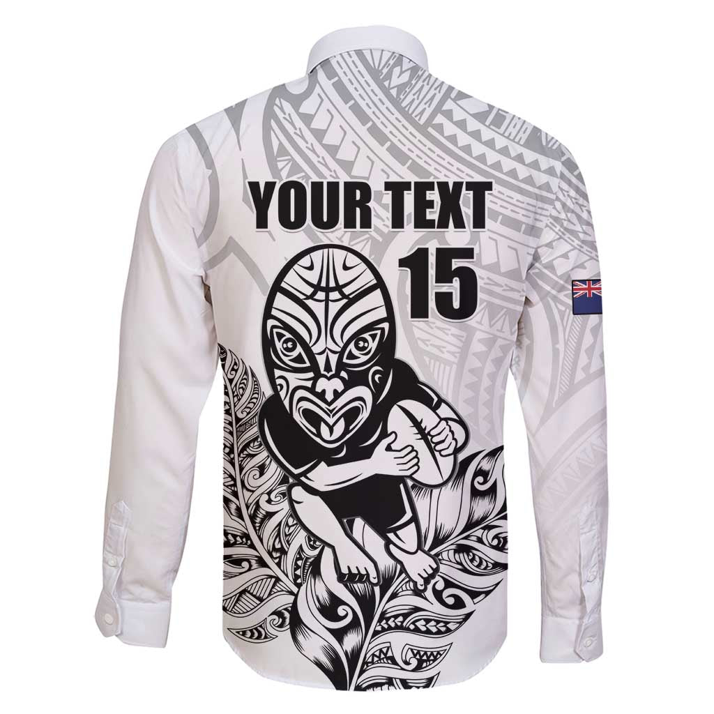 New Zealand Silver Fern Rugby Custom Family Matching Long Sleeve Bodycon Dress and Hawaiian Shirt Maori Tiki White Version