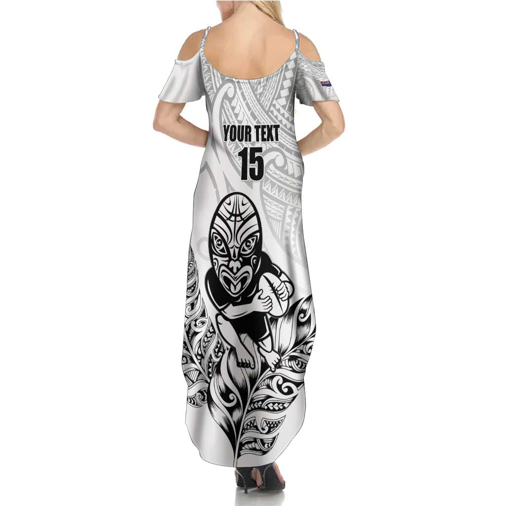 New Zealand Silver Fern Rugby Custom Family Matching Summer Maxi Dress and Hawaiian Shirt Maori Tiki White Version