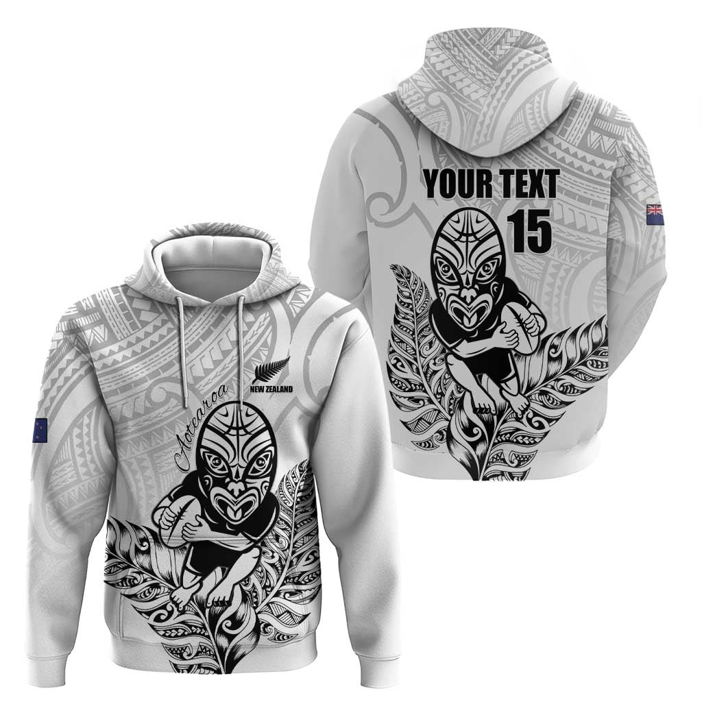 New Zealand Silver Fern Rugby Custom Hoodie Maori Tiki White Version