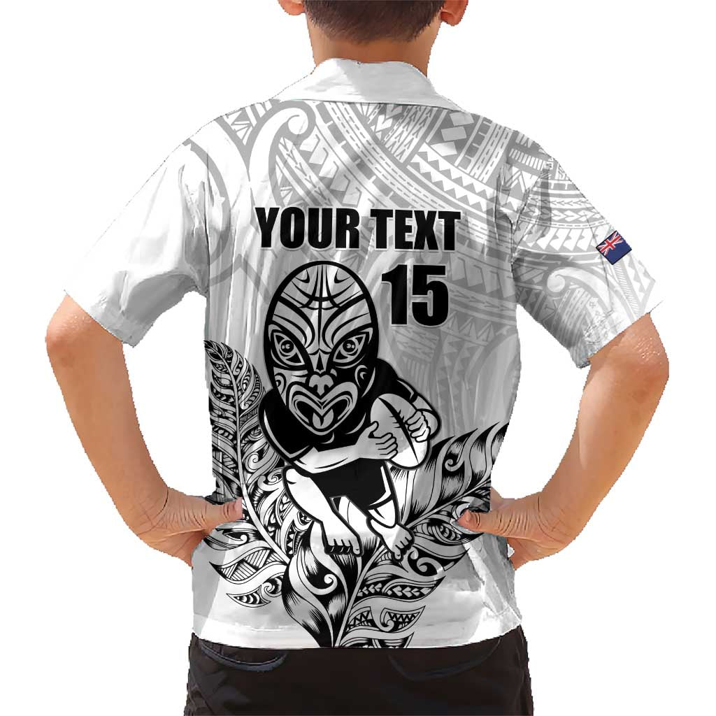New Zealand Silver Fern Rugby Custom Kid Hawaiian Shirt Maori Tiki White Version