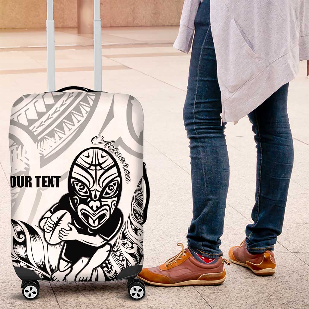 New Zealand Silver Fern Rugby Custom Luggage Cover Maori Tiki White Version