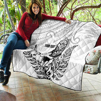 New Zealand Silver Fern Rugby Custom Quilt Maori Tiki White Version