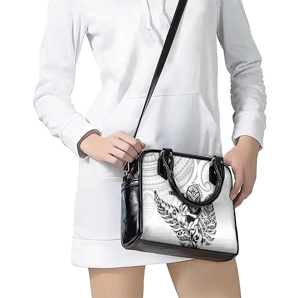 New Zealand Silver Fern Rugby Custom Shoulder Handbag Maori Tiki White Version
