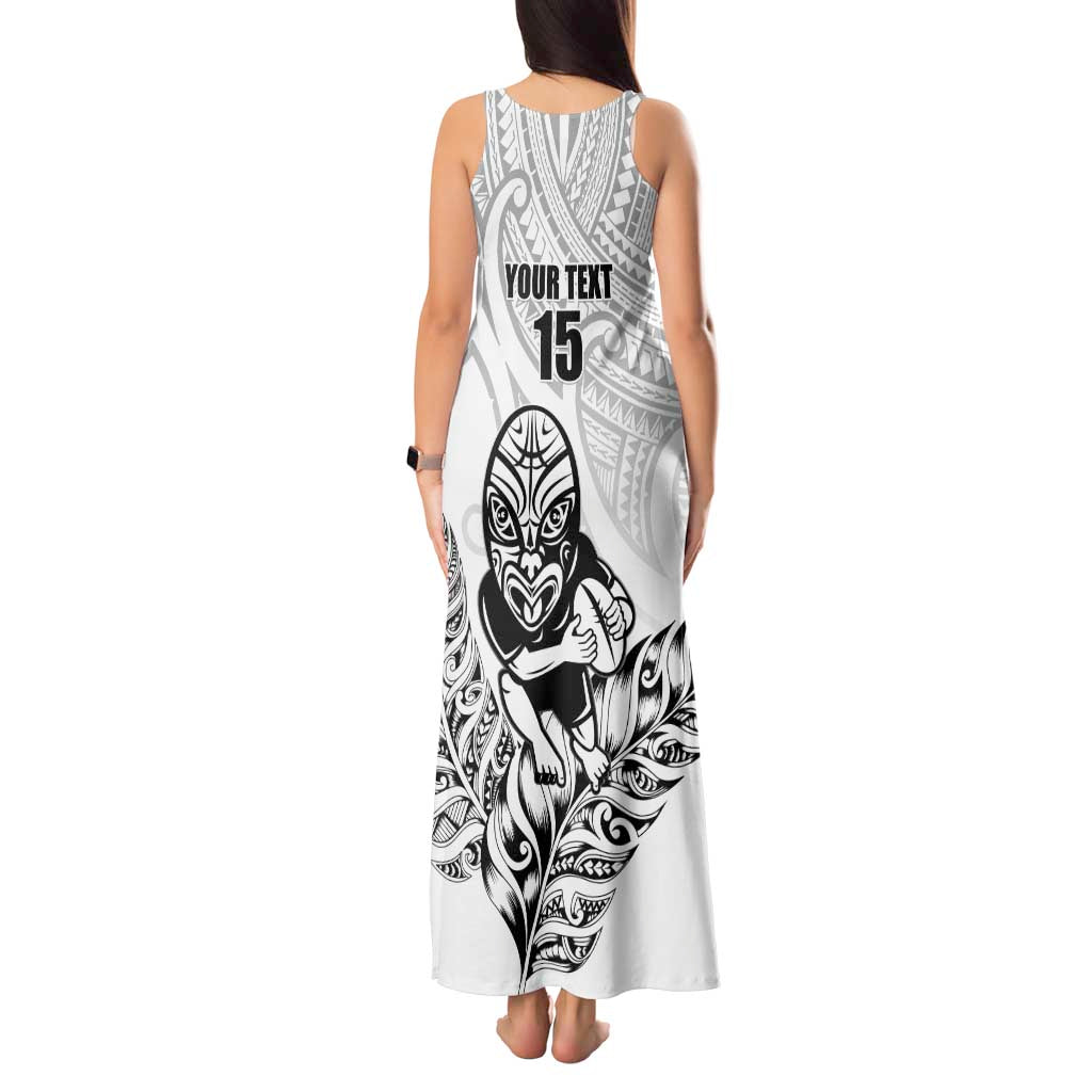 New Zealand Silver Fern Rugby Custom Tank Maxi Dress Maori Tiki White Version