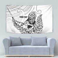 New Zealand Silver Fern Rugby Custom Tapestry Maori Tiki White Version