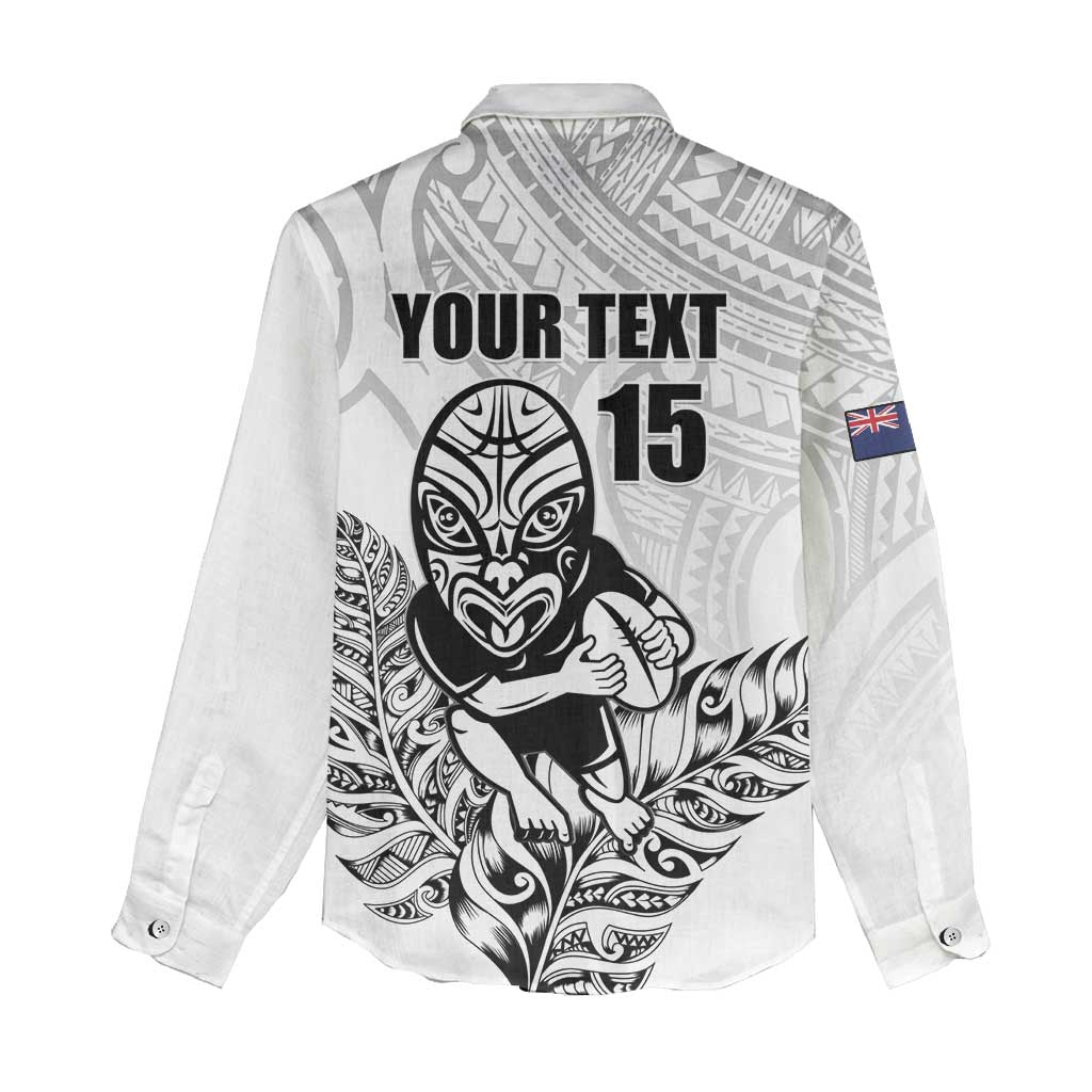 New Zealand Silver Fern Rugby Custom Women Casual Shirt Maori Tiki White Version