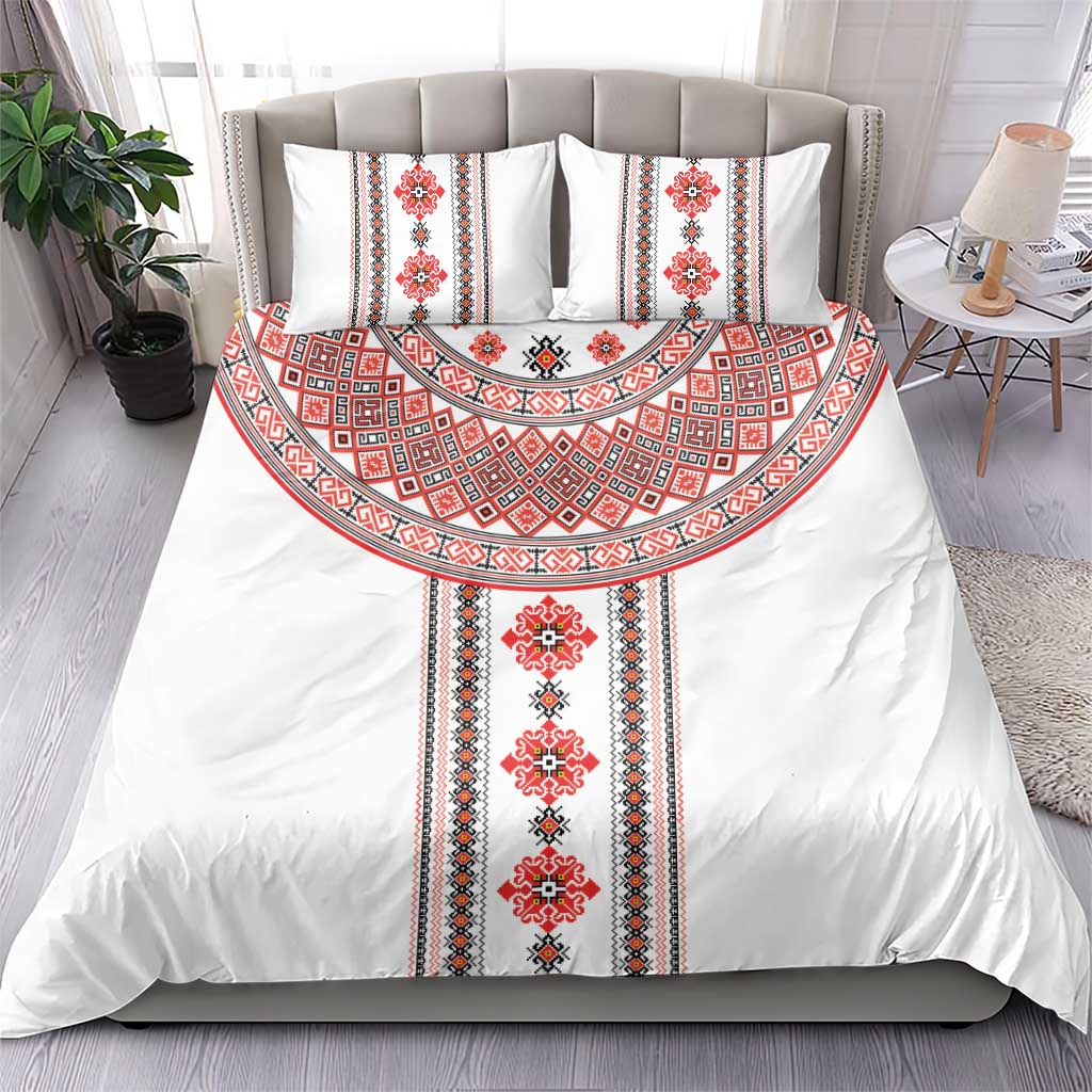 Bulgarian Embroidery Style Seamless Pattern Bedding Set