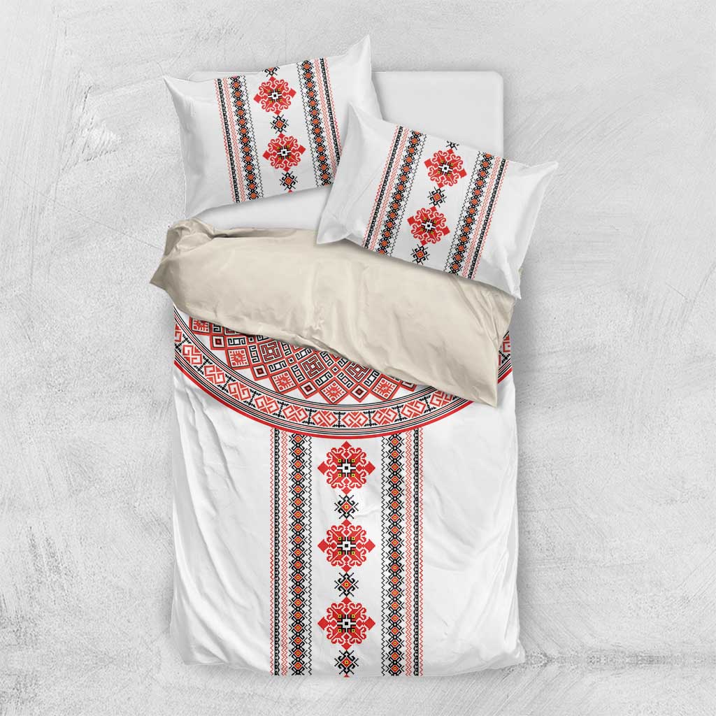 Bulgarian Embroidery Style Seamless Pattern Bedding Set