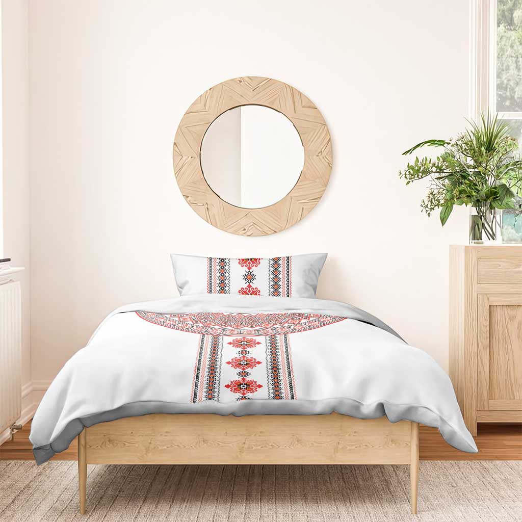 Bulgarian Embroidery Style Seamless Pattern Bedding Set