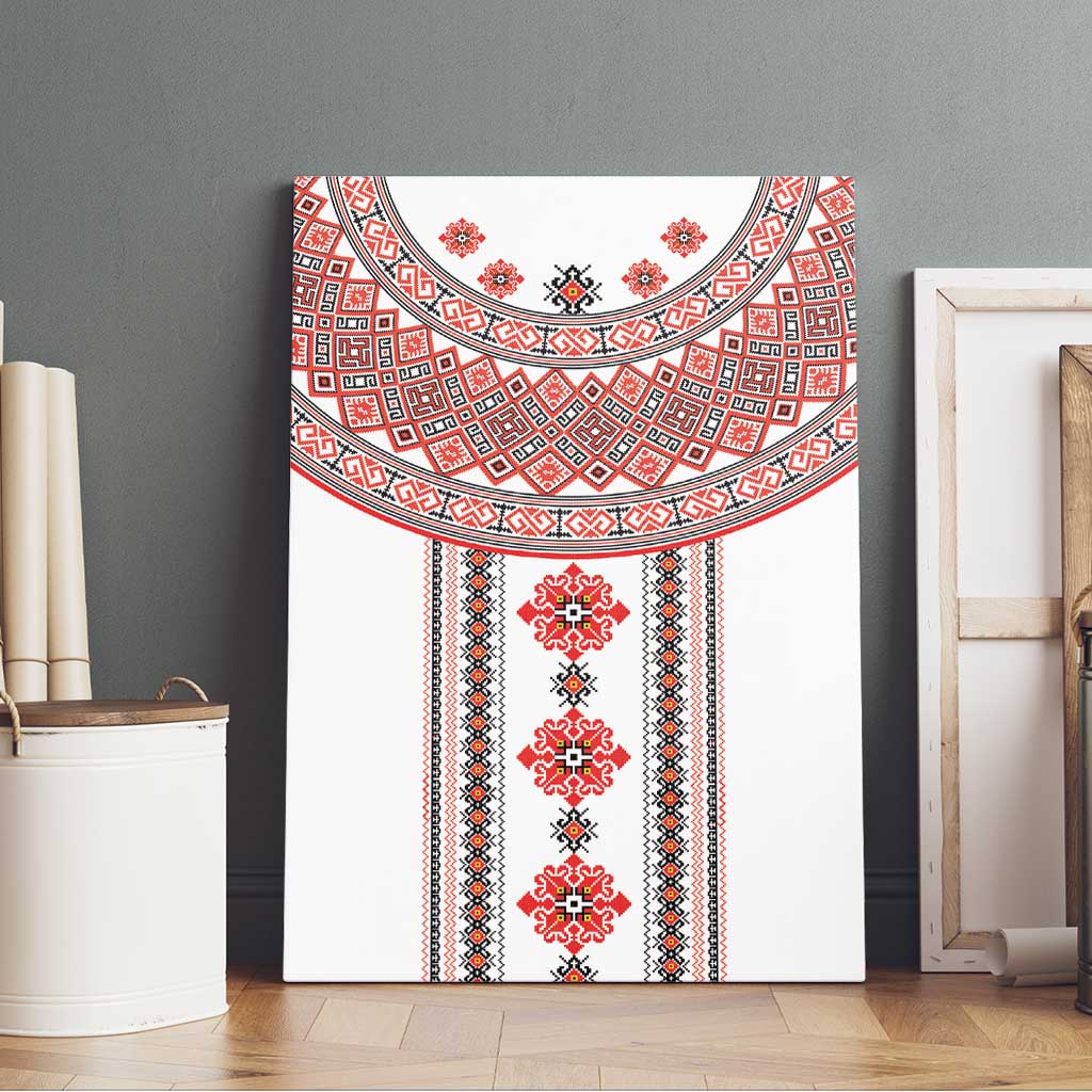 Bulgarian Embroidery Style Seamless Pattern Canvas Wall Art