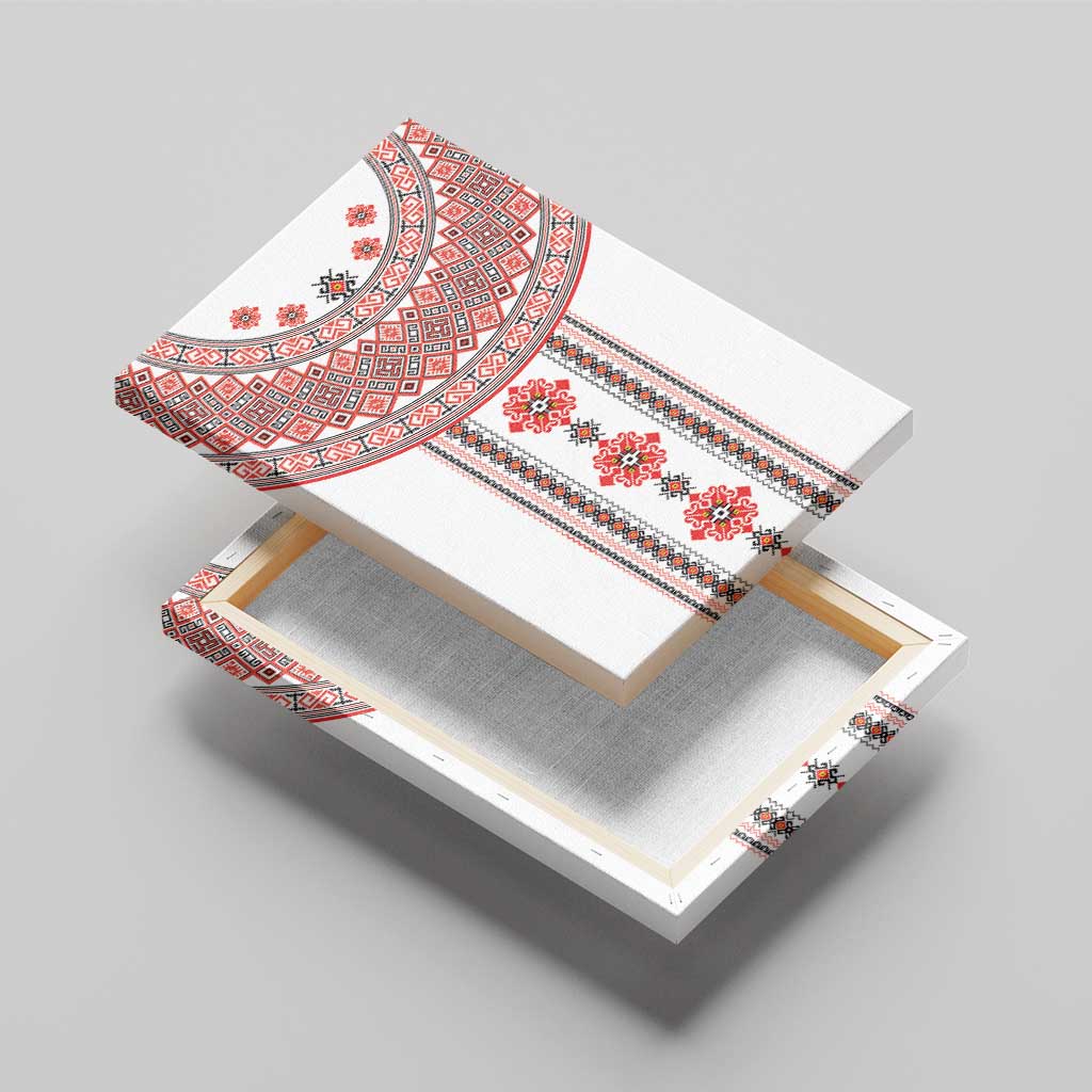 Bulgarian Embroidery Style Seamless Pattern Canvas Wall Art