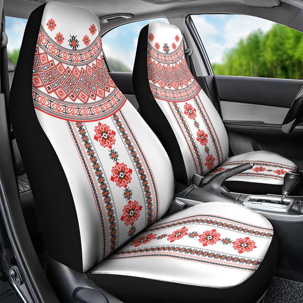 Bulgarian Embroidery Style Seamless Pattern Car Seat Cover
