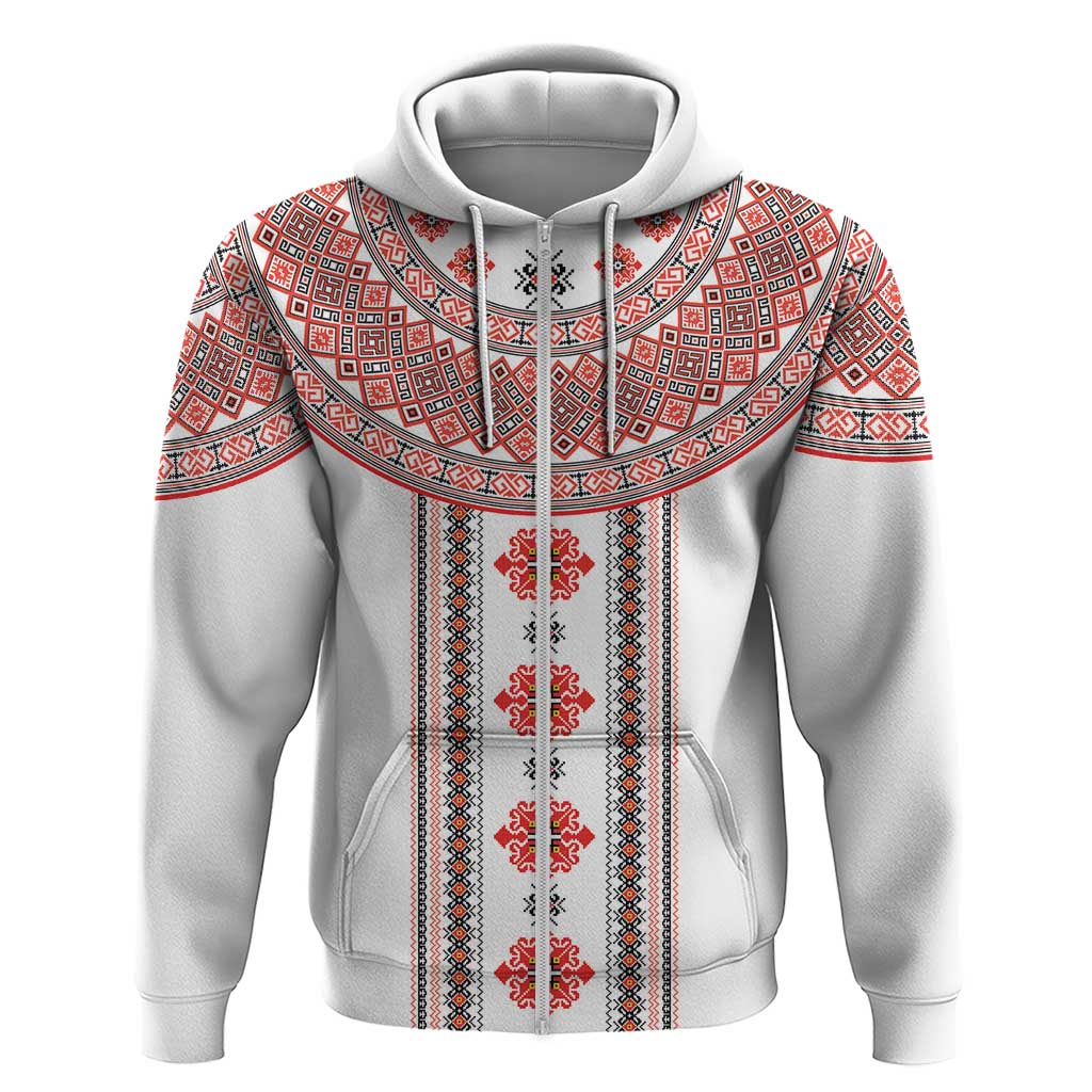 Bulgarian Embroidery Style Seamless Pattern Hoodie