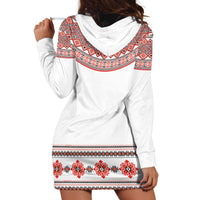 Bulgarian Embroidery Style Seamless Pattern Hoodie Dress