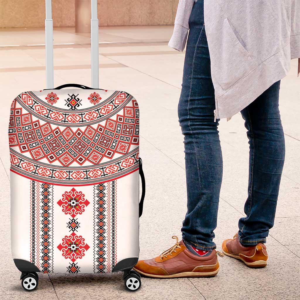 Bulgarian Embroidery Style Seamless Pattern Luggage Cover