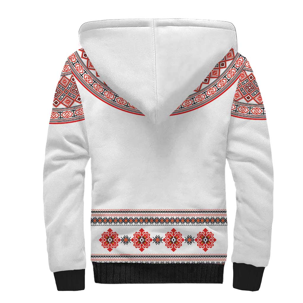 Bulgarian Embroidery Style Seamless Pattern Sherpa Hoodie