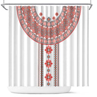 Bulgarian Embroidery Style Seamless Pattern Shower Curtain