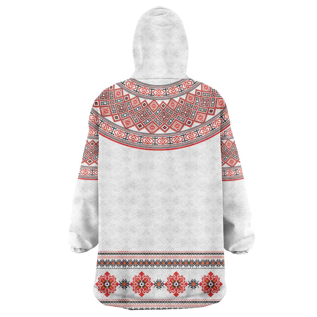 Bulgarian Embroidery Style Seamless Pattern Wearable Blanket Hoodie
