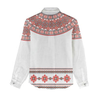 Bulgarian Embroidery Style Seamless Pattern Women Casual Shirt