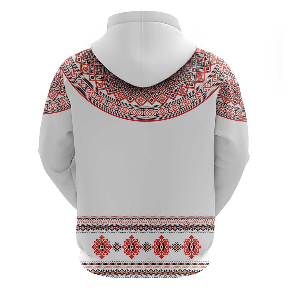 Bulgarian Embroidery Style Seamless Pattern Zip Hoodie