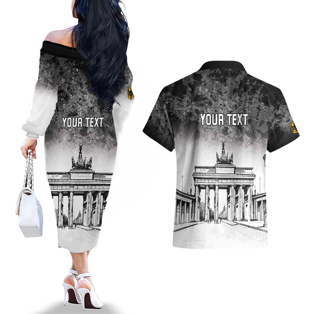 Personalized Germany Berlin Wall Couples Matching Off The Shoulder Long Sleeve Dress and Hawaiian Shirt Tag der Deutschen Einheit