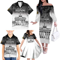 Personalized Germany Berlin Wall Family Matching Off The Shoulder Long Sleeve Dress and Hawaiian Shirt Tag der Deutschen Einheit