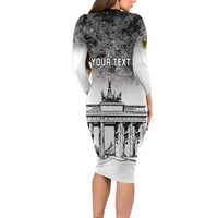 Personalized Germany Berlin Wall Long Sleeve Bodycon Dress Tag der Deutschen Einheit