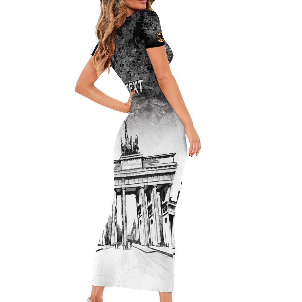 Personalized Germany Berlin Wall Short Sleeve Bodycon Dress Tag der Deutschen Einheit
