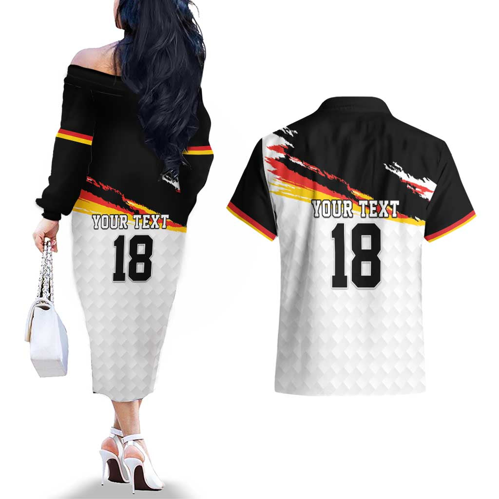 Custom Germany Football Couples Matching Off The Shoulder Long Sleeve Dress and Hawaiian Shirt Come On DFB-Team