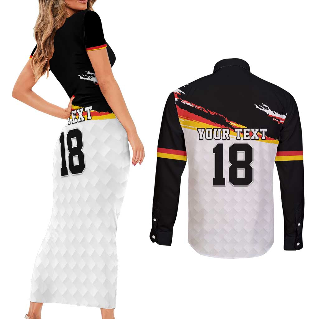 Custom Germany Football Couples Matching Short Sleeve Bodycon Dress and Long Sleeve Button Shirt Come On DFB-Team