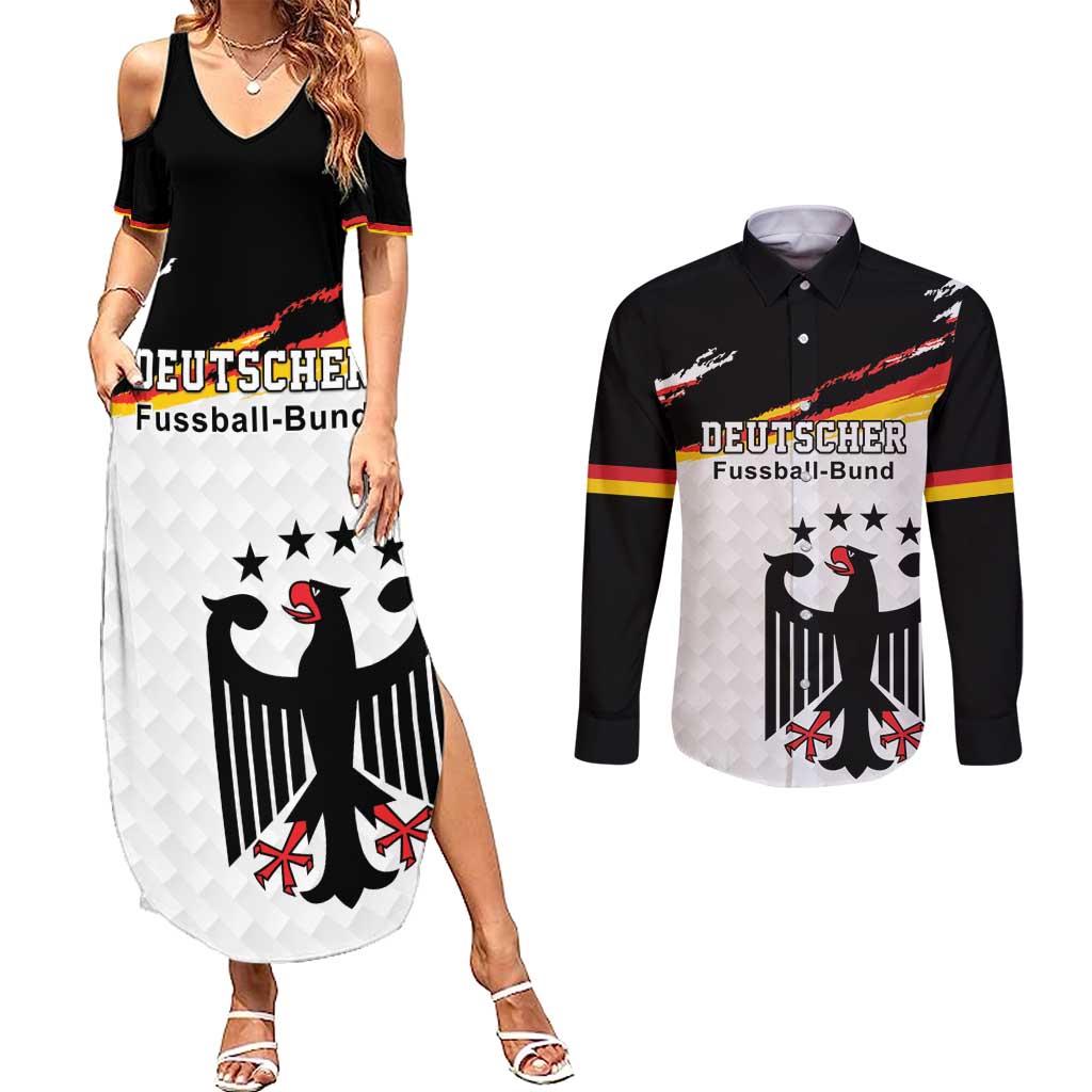 Custom Germany Football Couples Matching Summer Maxi Dress and Long Sleeve Button Shirt Come On DFB-Team