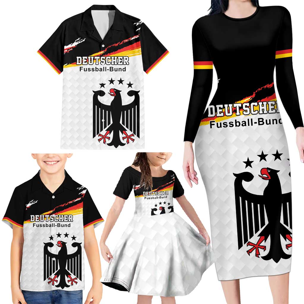 Custom Germany Football Family Matching Long Sleeve Bodycon Dress and Hawaiian Shirt Come On DFB-Team