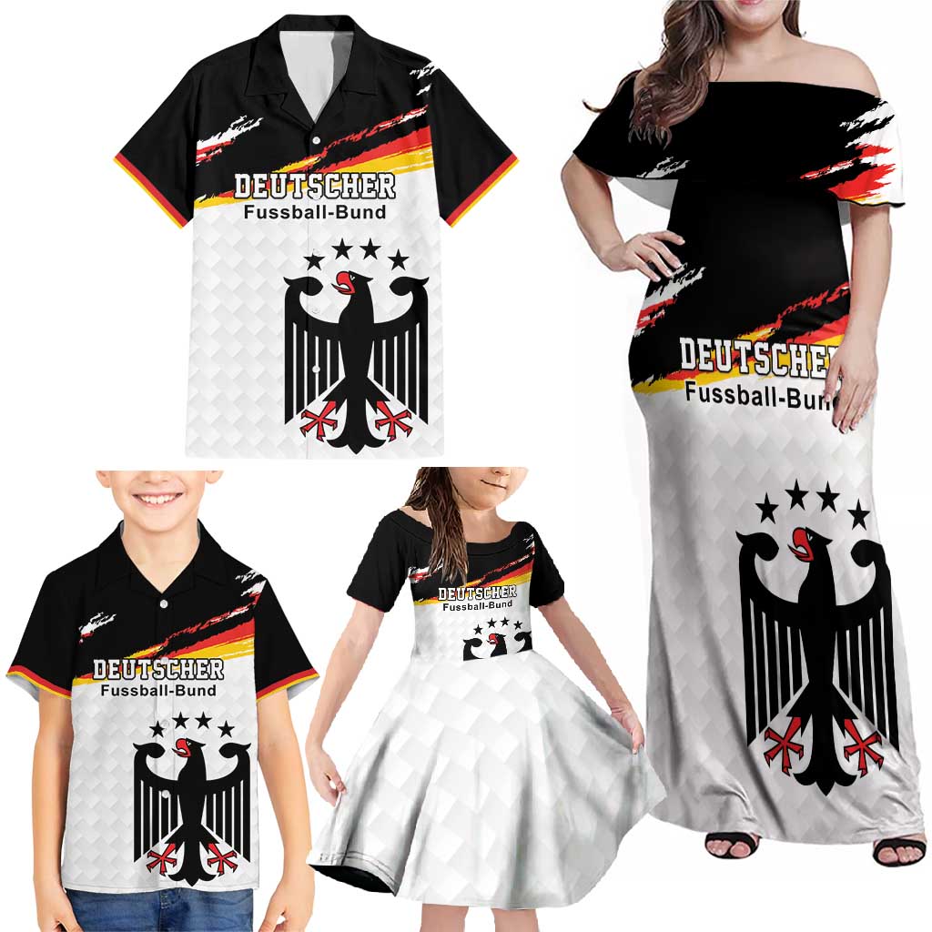 Custom Germany Football Family Matching Off Shoulder Maxi Dress and Hawaiian Shirt Come On DFB-Team