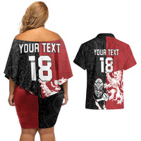 Custom British Lions New Zealand Couples Matching Off Shoulder Short Dress and Hawaiian Shirt Unique Style - Polynesian Pride