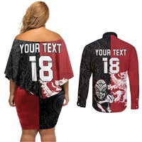 Custom British Lions New Zealand Couples Matching Off Shoulder Short Dress and Long Sleeve Button Shirt Unique Style - Polynesian Pride