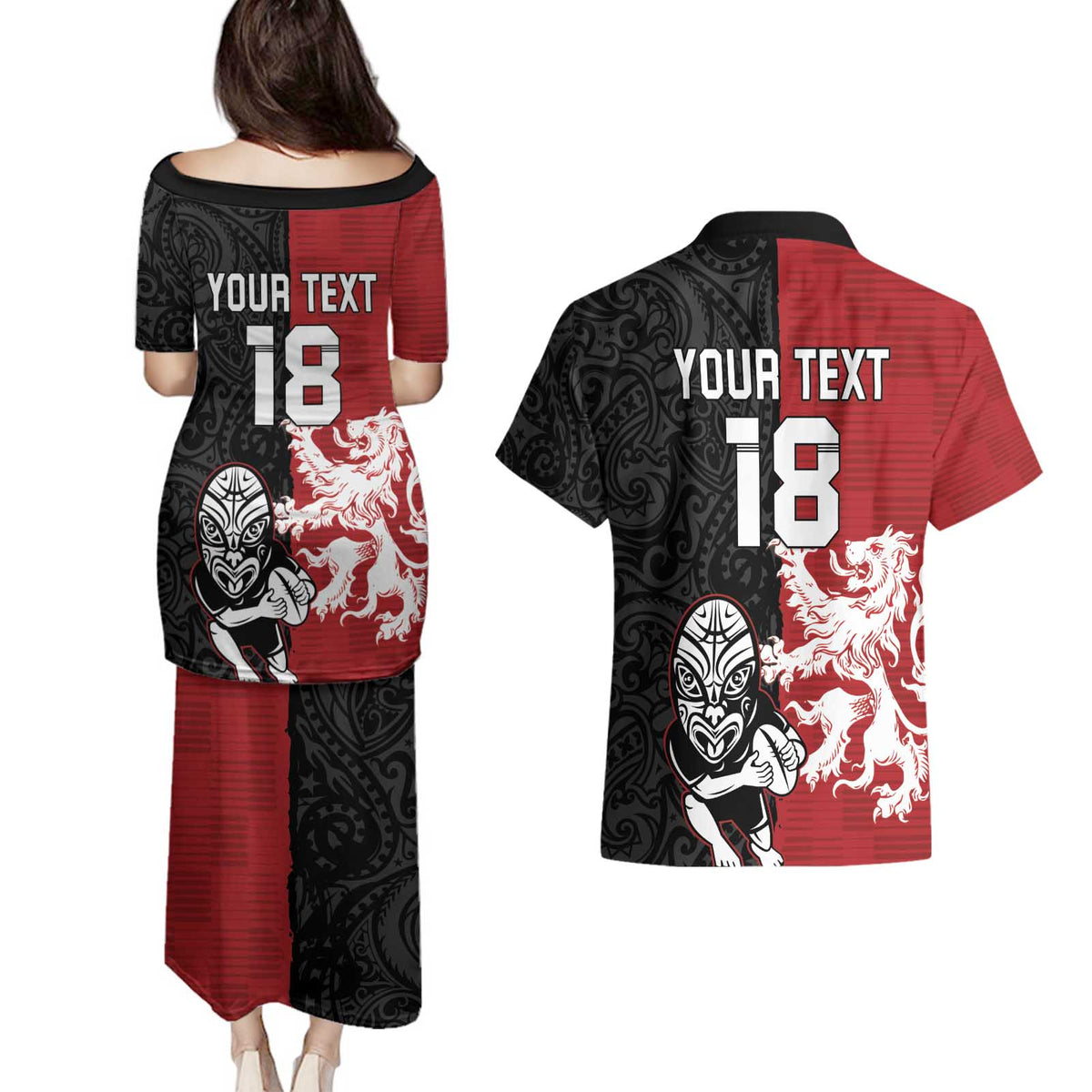 Custom British Lions New Zealand Couples Matching Puletasi and Hawaiian Shirt Unique Style - Polynesian Pride