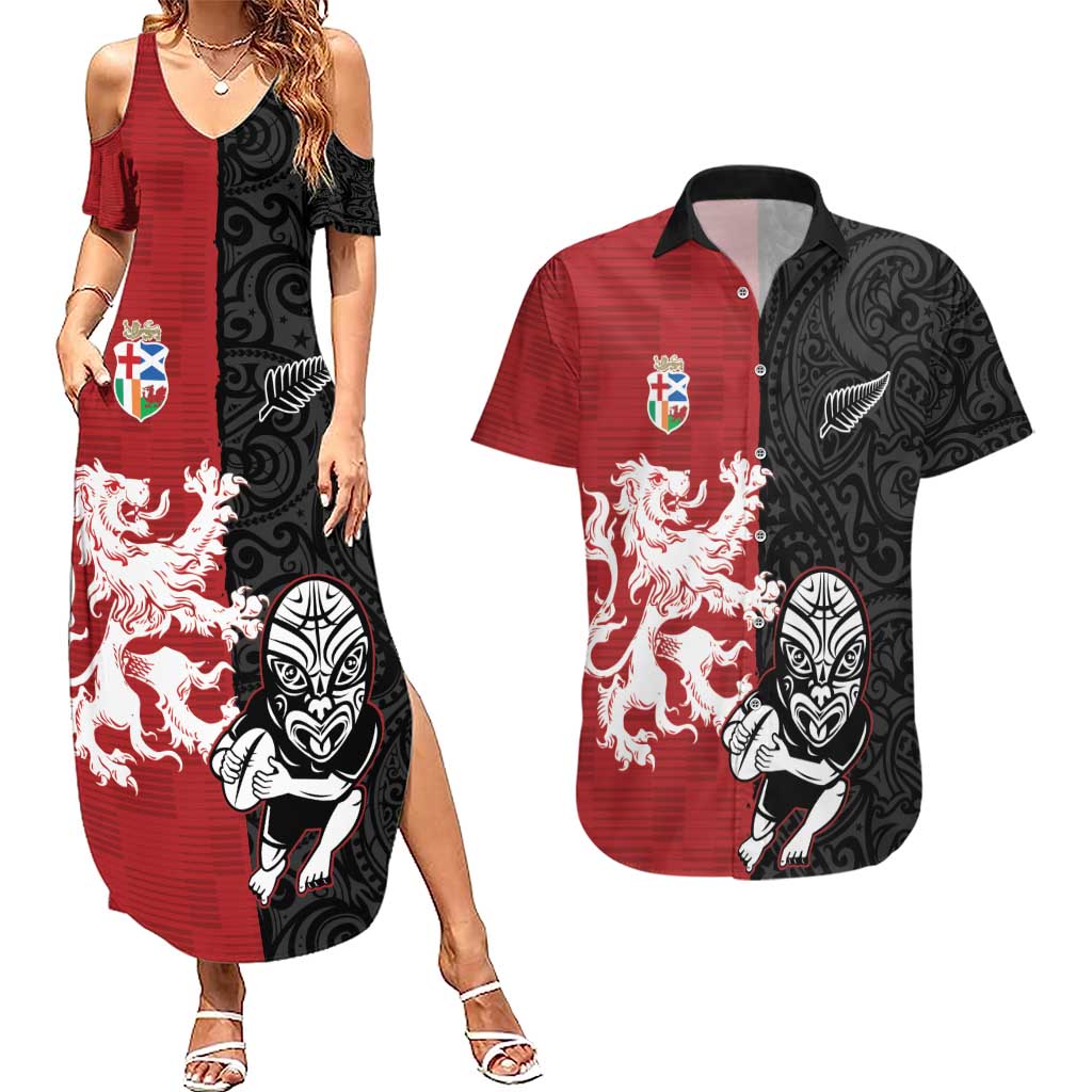 Custom British Lions New Zealand Couples Matching Summer Maxi Dress and Hawaiian Shirt Unique Style - Polynesian Pride