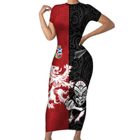 Custom British Lions New Zealand Family Matching Short Sleeve Bodycon Dress and Hawaiian Shirt Unique Style - Polynesian Pride