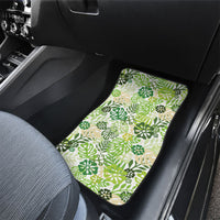 Green Aloha Hawaiian Car Mats Monstera Hibiscus Tropical Pattern