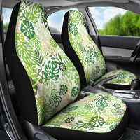 Green Aloha Hawaiian Car Seat Cover Monstera Hibiscus Tropical Pattern