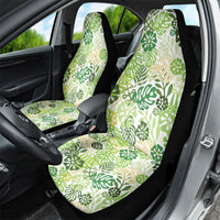 Green Aloha Hawaiian Car Seat Cover Monstera Hibiscus Tropical Pattern