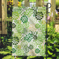 Green Aloha Hawaiian Garden Flag Monstera Hibiscus Tropical Pattern