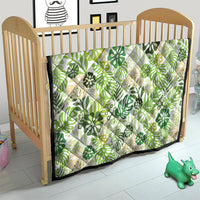 Green Aloha Hawaiian Quilt Monstera Hibiscus Tropical Pattern