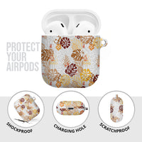 Brown Aloha Hawaiian AirPods Case Monstera Hibiscus Tropical Pattern