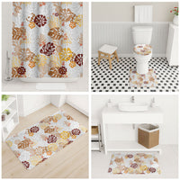 Brown Aloha Hawaiian Bathroom Set Monstera Hibiscus Tropical Pattern