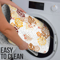 Brown Aloha Hawaiian Bathroom Set Monstera Hibiscus Tropical Pattern