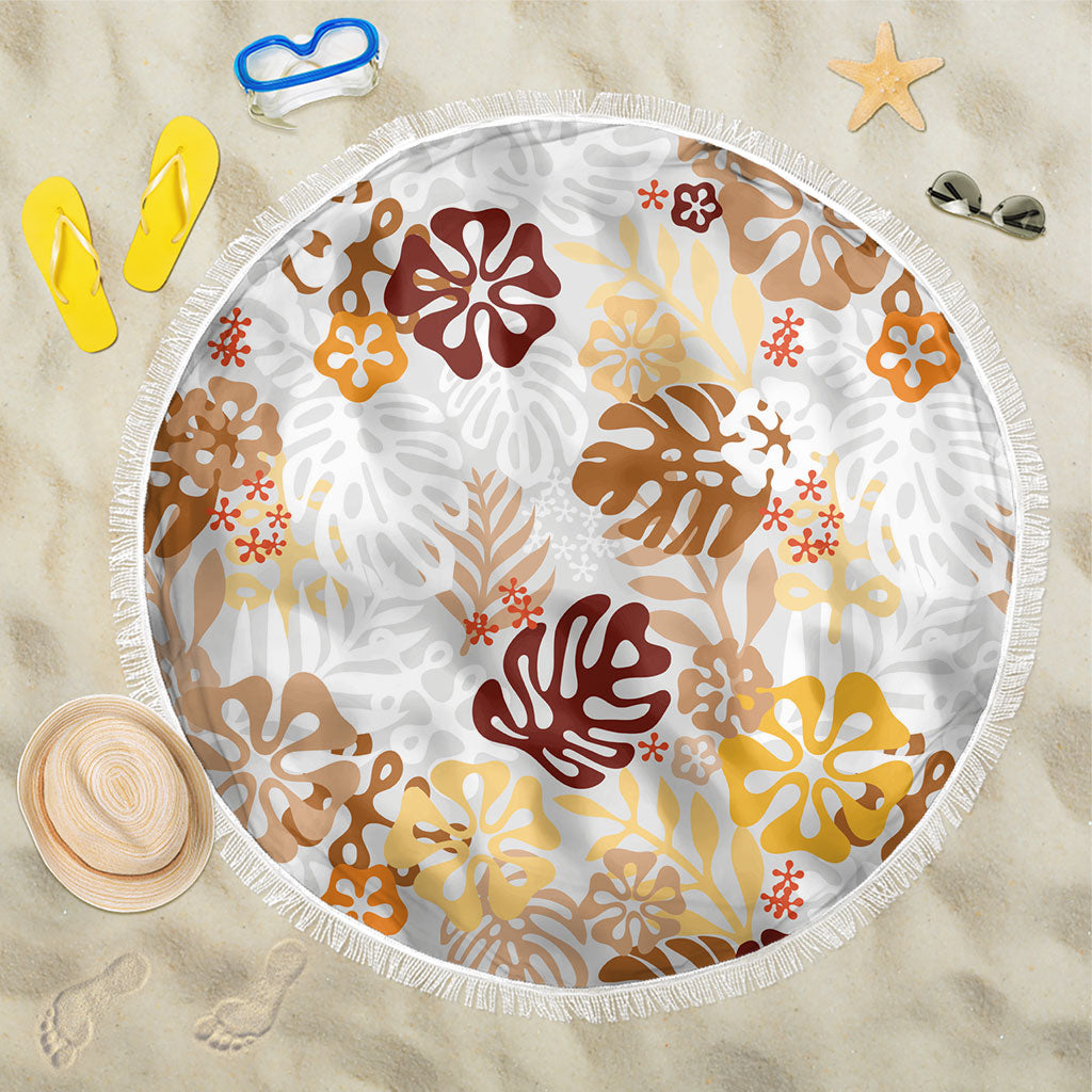 Brown Aloha Hawaiian Beach Blanket Monstera Hibiscus Tropical Pattern LT19 One Size 150cm Brown - Polynesian Pride