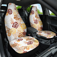 Brown Aloha Hawaiian Car Seat Cover Monstera Hibiscus Tropical Pattern