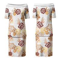 Brown Aloha Hawaiian Family Matching Puletasi and Hawaiian Shirt Monstera Hibiscus Tropical Pattern